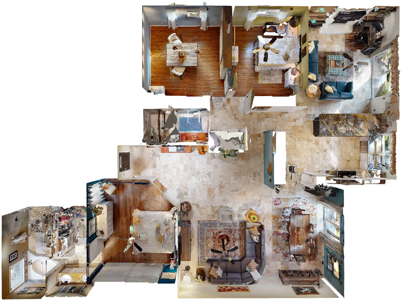 Top-down view of an HM3D scene mesh.